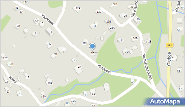 Wisła, Klonowa, 2C, mapa Wisła