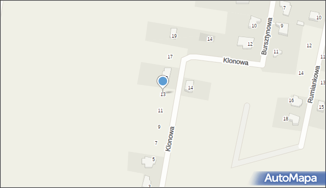 Wiślinka, Klonowa, 13, mapa Wiślinka