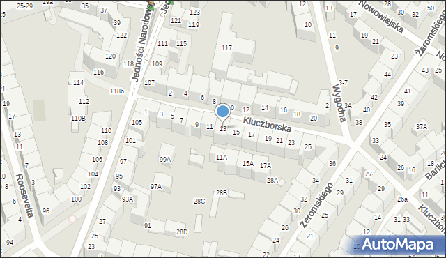 Wrocław, Kluczborska, 13, mapa Wrocławia