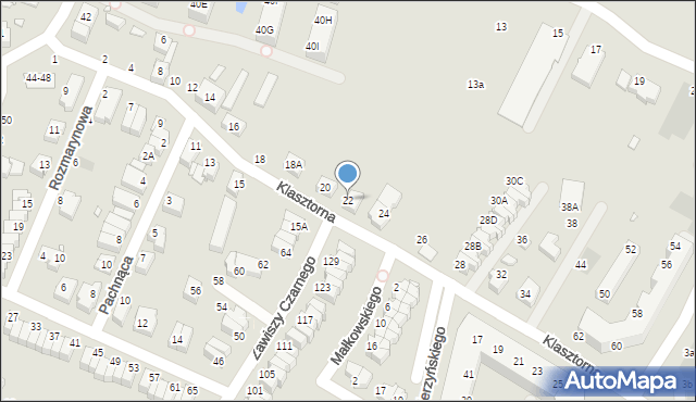 Wrocław, Klasztorna, 22, mapa Wrocławia