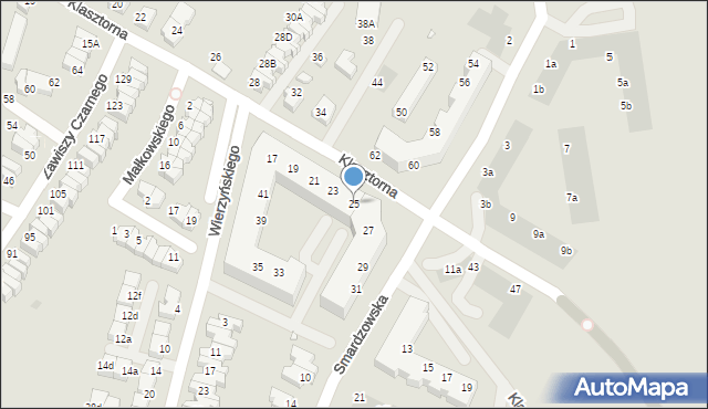 Wrocław, Klasztorna, 25, mapa Wrocławia