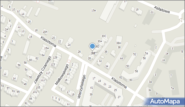 Wrocław, Klasztorna, 28B, mapa Wrocławia