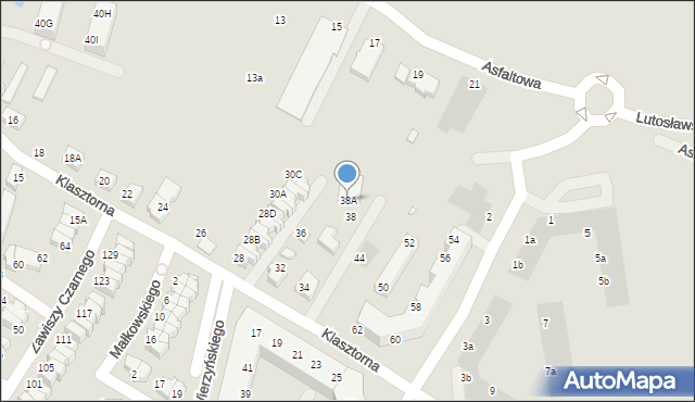 Wrocław, Klasztorna, 38A, mapa Wrocławia