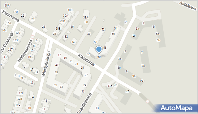 Wrocław, Klasztorna, 60, mapa Wrocławia