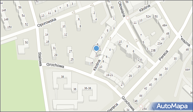 Wrocław, Kłośna, 13, mapa Wrocławia