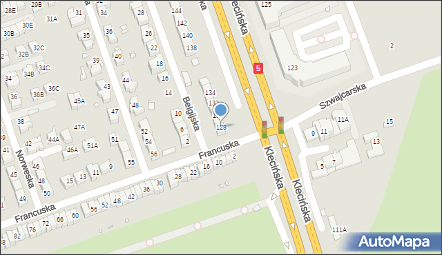 Wrocław, Klecińska, 128, mapa Wrocławia