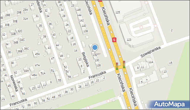 Wrocław, Klecińska, 132, mapa Wrocławia