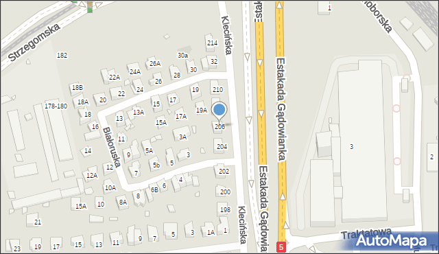 Wrocław, Klecińska, 206, mapa Wrocławia