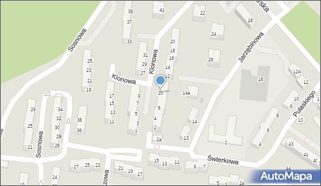 Żagań, Klonowa, 10, mapa Żagań