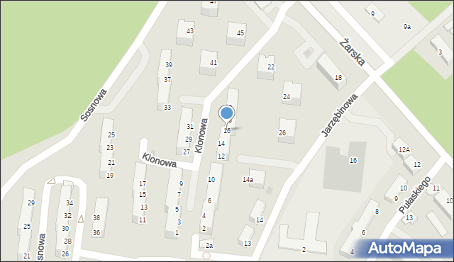 Żagań, Klonowa, 16, mapa Żagań