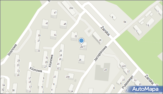 Żagań, Klonowa, 24, mapa Żagań