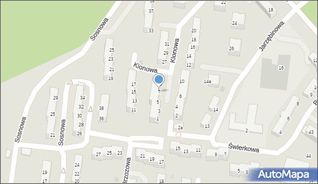 Żagań, Klonowa, 7, mapa Żagań