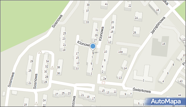 Żagań, Klonowa, 9, mapa Żagań