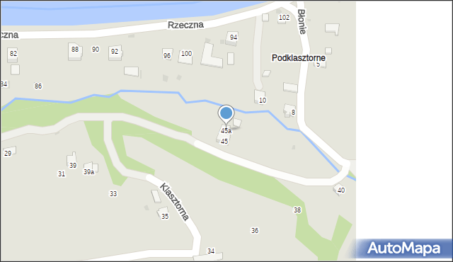 Zagórz, Klasztorna, 45a, mapa Zagórz