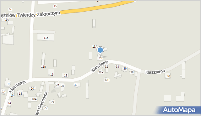 Zakroczym, Klasztorna, 15, mapa Zakroczym