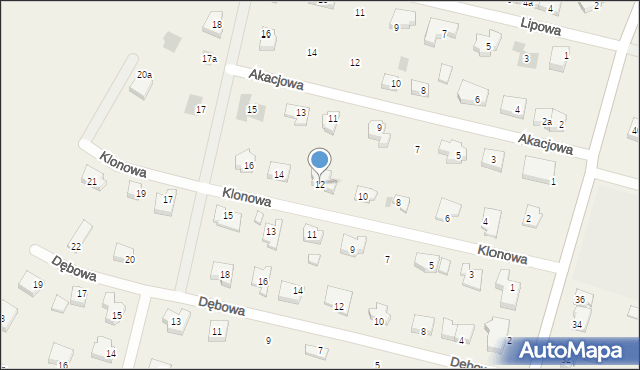 Załom, Klonowa, 12, mapa Załom