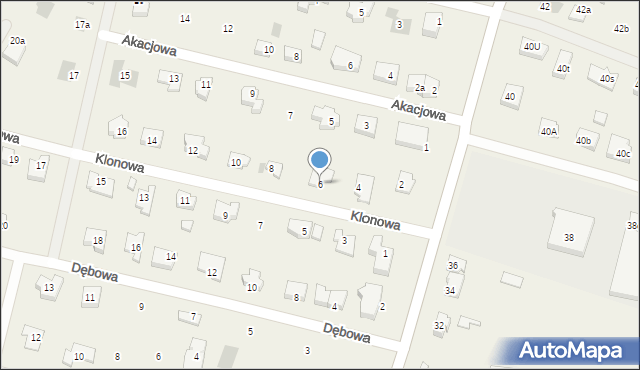 Załom, Klonowa, 6, mapa Załom