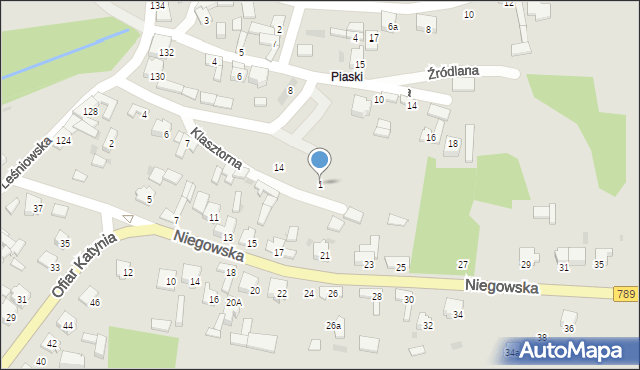 Żarki, Klasztorna, 1, mapa Żarki