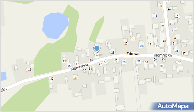 Zdrowa, Kłomnicka, 21, mapa Zdrowa