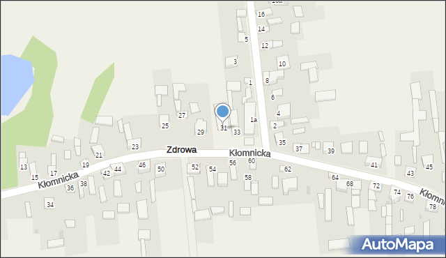 Zdrowa, Kłomnicka, 31, mapa Zdrowa