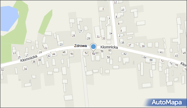 Zdrowa, Kłomnicka, 54, mapa Zdrowa