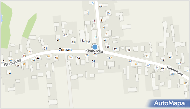 Zdrowa, Kłomnicka, 60, mapa Zdrowa