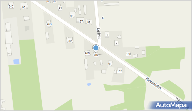 Zdrowa, Kłomnicka, 98a, mapa Zdrowa