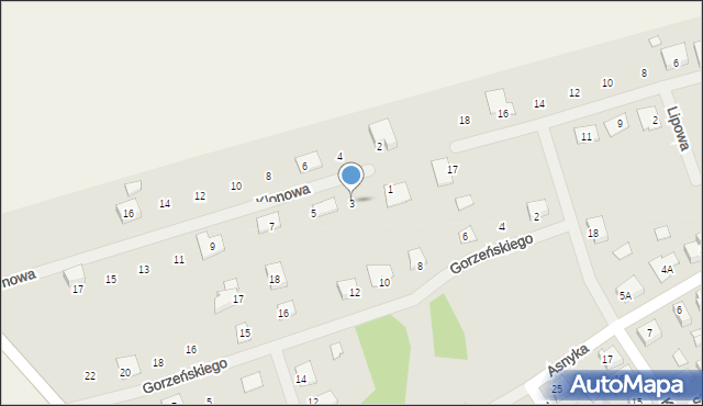 Żerków, Klonowa, 3, mapa Żerków