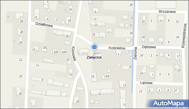 Zielęcice, Klonowa, 17, mapa Zielęcice