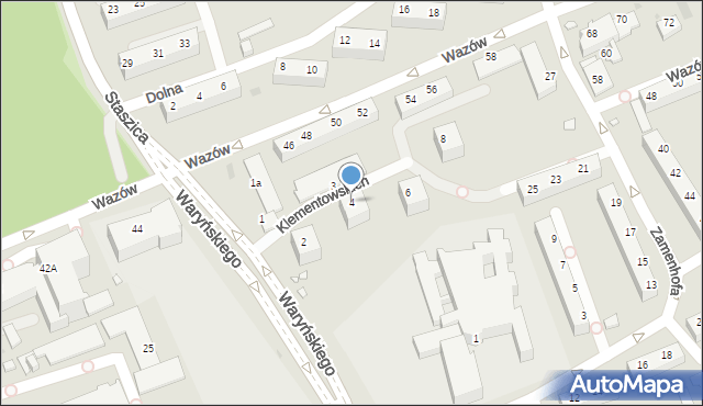 Zielona Góra, Klementowskich, 4, mapa Zielona Góra