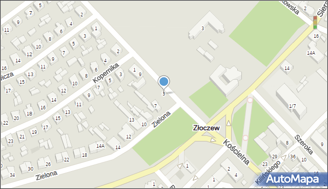 Złoczew, Klasztorna, 3, mapa Złoczew