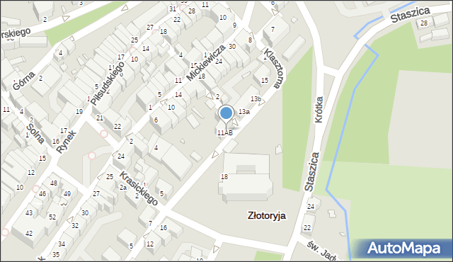 Złotoryja, Klasztorna, 11a-b, mapa Złotoryja