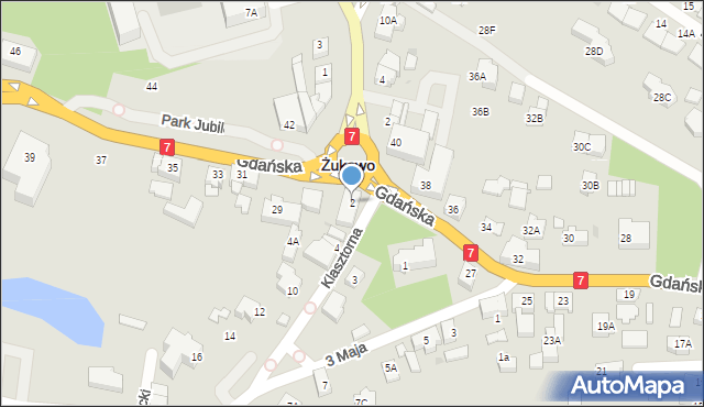 Żukowo, Klasztorna, 2, mapa Żukowo