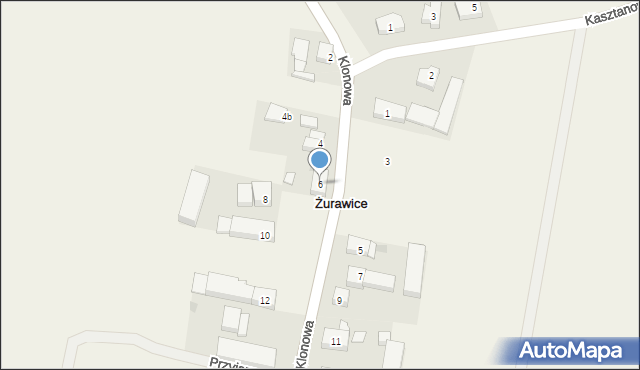 Żurawice, Klonowa, 6, mapa Żurawice