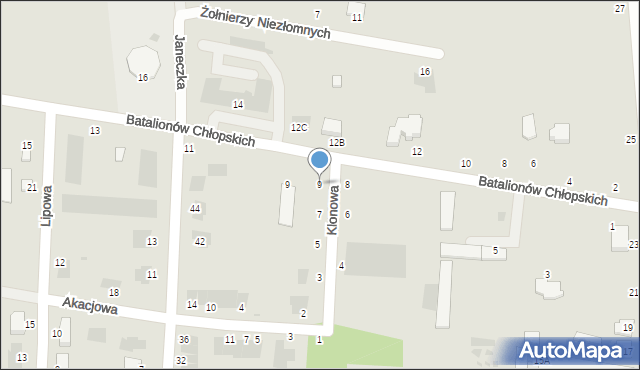 Zwoleń, Klonowa, 9, mapa Zwoleń