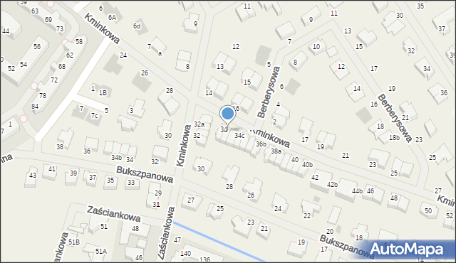 Bezrzecze, Kminkowa, 34a, mapa Bezrzecze