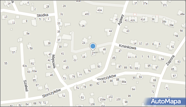 Bielsko-Biała, Kminkowa, 17, mapa Bielsko-Białej