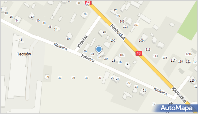 Gruszewnia, Kmicica Andrzeja, 22, mapa Gruszewnia