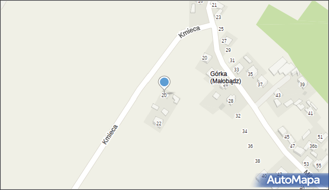 Małobądz, Kmieca, 20, mapa Małobądz