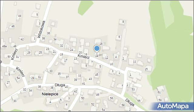 Nielepice, Kmieci, 14, mapa Nielepice