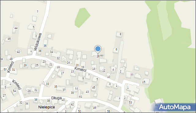 Nielepice, Kmieci, 16, mapa Nielepice