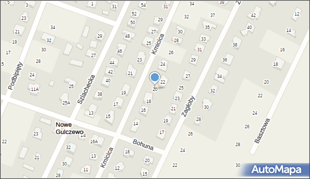 Nowe Gulczewo, Kmicica Andrzeja, 20, mapa Nowe Gulczewo