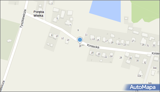 Poręba Wielka, Kmiecka, 16, mapa Poręba Wielka