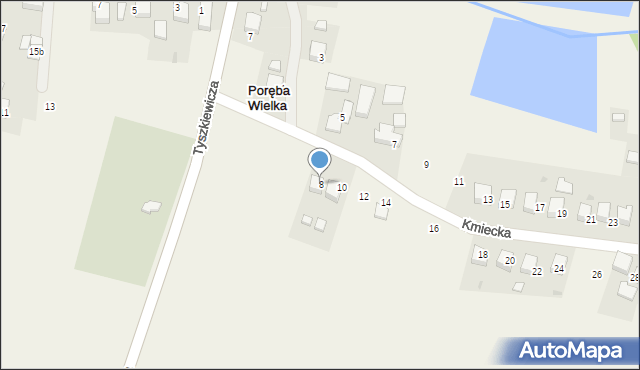 Poręba Wielka, Kmiecka, 8, mapa Poręba Wielka