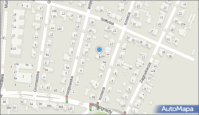 Poznań, Kmieca, 9, mapa Poznania