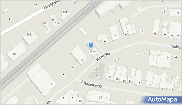 Szczecin, Kmiecika Michała, 11, mapa Szczecina
