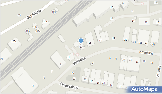 Szczecin, Kmiecika Michała, 13, mapa Szczecina