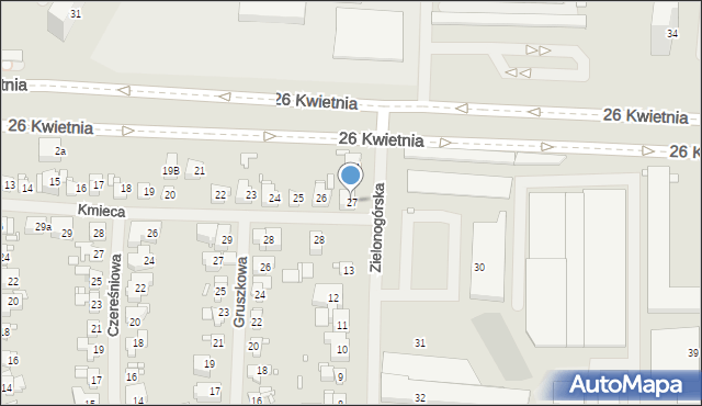 Szczecin, Kmieca, 27, mapa Szczecina