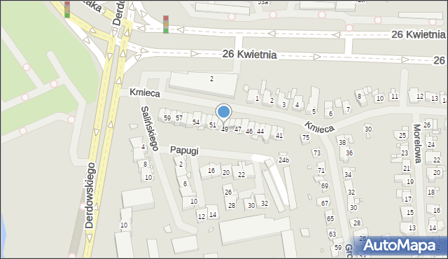 Szczecin, Kmieca, 49, mapa Szczecina