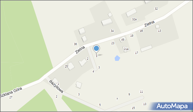 Szklana Góra, Kminkowa, 1, mapa Szklana Góra